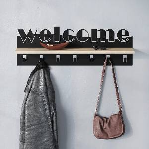 TopMebel Welcome TopMebel стенна закачалка от метал - меламин цвят черен - сапфирен дъб 86x15.2x29см