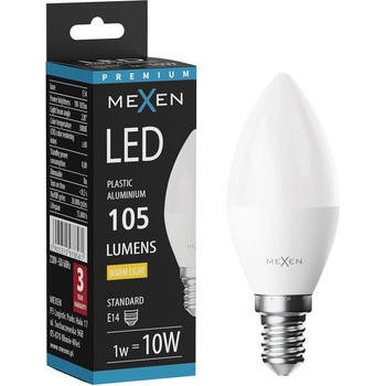 Mexen Nova LED крушка E14, C37, 1W, Топла - 3000K, 105 lm - L102-E14-0130-01 (L102-E14-0130-01)