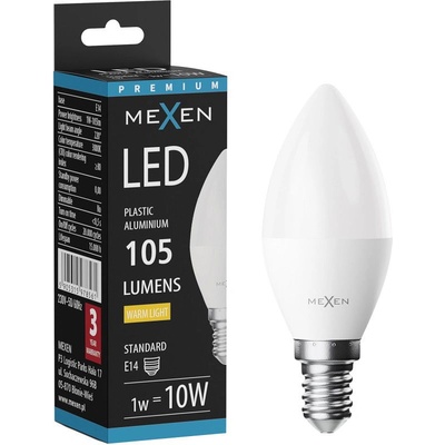 Mexen Nova LED крушка E14, C37, 1W, Топла - 3000K, 105 lm - L102-E14-0130-01 (L102-E14-0130-01)