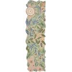 Flair Rugs Зелена ръчно изработена вълнена пътека 60x230 cm Bryony Shaped Floral - Flair Rugs (503119377405)