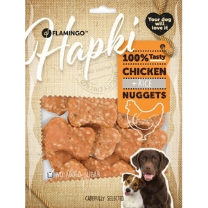 Flamingo Snacks Hapki Nuggets with chicken & Rice - лакомство за куче, кокалчета от пиле и ориз - 400 гр, Белгия - 1030700