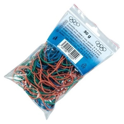 Gumičky slabé, mix veľkostí aj farieb, priemer 2,4,6cm, 50g