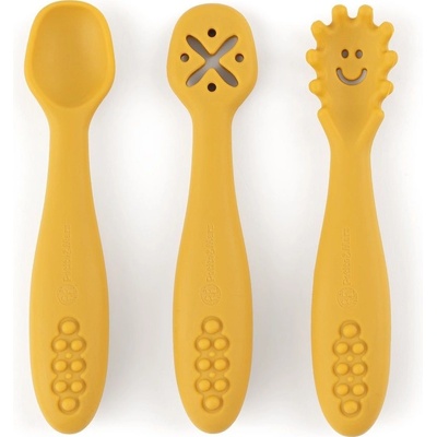 Petite&mars Set silikonových tréninkových lžiček Take&Match 6m+ Intense Ochre