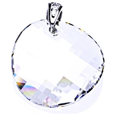 Čištín Stříbrný přívěsek s krystalem Swarovski kolečko čiré brusP 1306