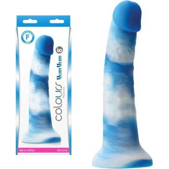 Image 1 of Пенис дилдо от силикон, синьо-бяло, 22см. - Colours Yum Yum (NSTOYS0871)