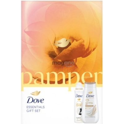 Dove Pamper sprchový gél 225 ml + antiperspirant sprej 150 ml, kosmetická sada