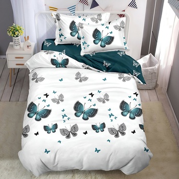 EmonaMall Двулицево спално бельо (размер за приста) EmonaMall, 4 части - Модел S18688 (S18688-66666m)