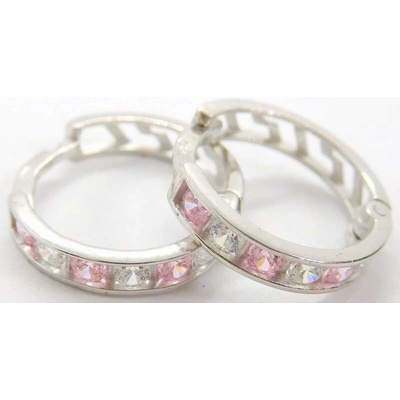 Klenoty Budín Dámské zlaté kruhové náušnice s růženíny z bílého zlata 12mm 585/1,07gr 6630364