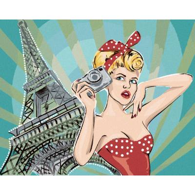 Zuty Malování podle čísel ŽENA U EIFFELOVY VĚŽE POP ART