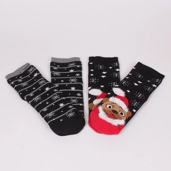 Image 1 of Комплект термо чорапи в черно с коледно куче и снежинки