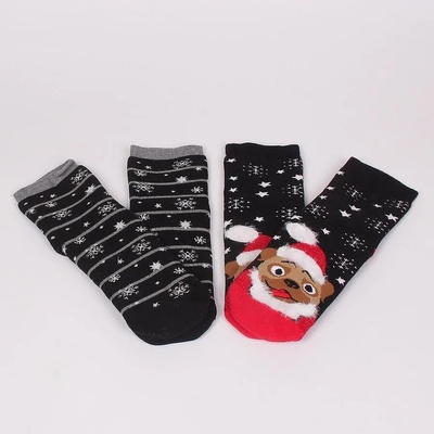 Комплект термо чорапи в черно с коледно куче и снежинки