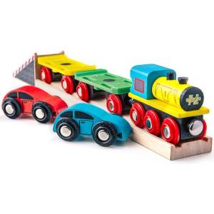 Bigjigs Rail товарен влак с коли и релси (BJT199)