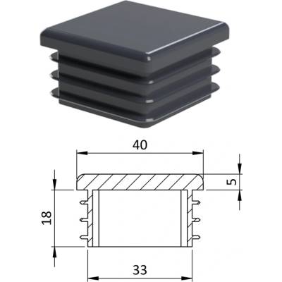 Krytka plastová 40 x 40 mm, antracit