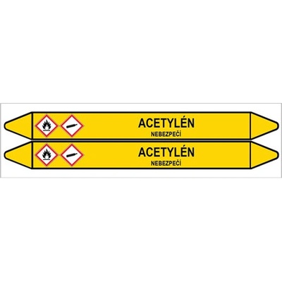 Značení potrubí, acetylén,2 ks, 450 × 52 mm PZ 007316