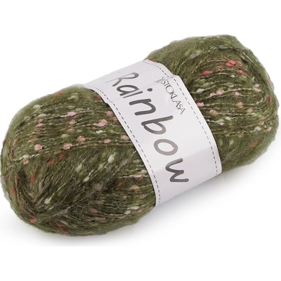 Pletací příze mohérová Rainbow 100 g Varianta: 6 (01-8) zelená khaki, Balení: 1 ks 57865/147365/267077