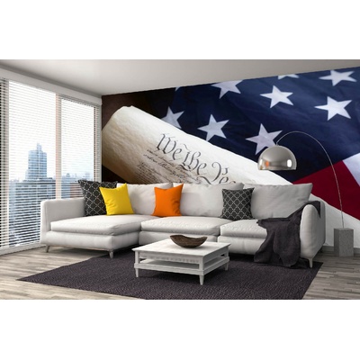 DIMEX ART Самозалепваща се флизелинова фототапета конституция на сащ със знаме 375 x 250 см