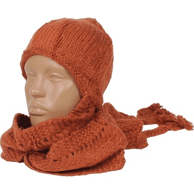 Плетен шал-шапка в кафяво
