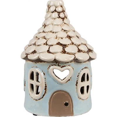 Modrý keramický domeček na čajovou svíčku Houthem VI – 11x15 cm