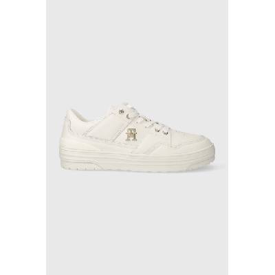 Кожени маратонки Tommy Hilfiger TH BASKET SNEAKER LO в бяло FW0FW07756 (FW0FW07756)