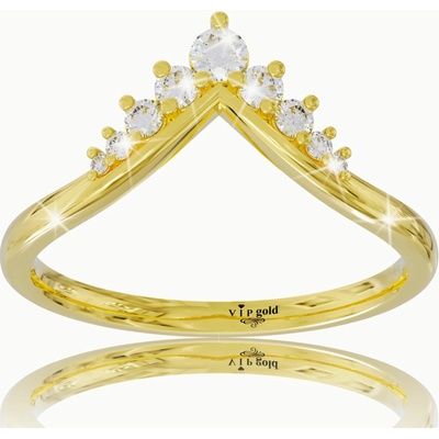 VIPgold Zlatý prsteň s bielymi zafírmi v žltom zlate R34558z S