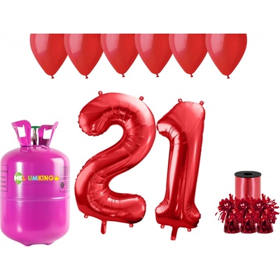 HeliumKing Helium párty set na 21. narozeniny s červenými balónky