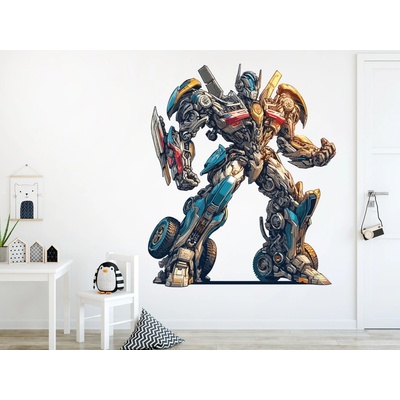 Nalepte.cz Robot Transformer textilní prelepiteľná nálepka na stenu hárok 39 x 47 cm