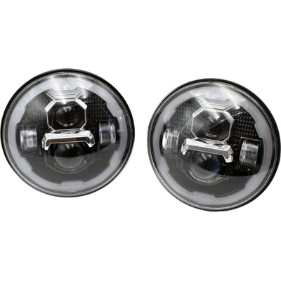 Súprava 7" LED svetlometov, Európska homologizácia E24, Čierna, Jeep Wrangler JK, TJ, CJ's, series Expedition