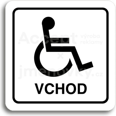 ACCEPT Piktogram vchod pro invalidy - bílá tabulka - černý tisk