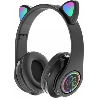 Zaparkorun Dětská bezdrátová sluchátka s LED podsvícením Cat Ears - Černá
