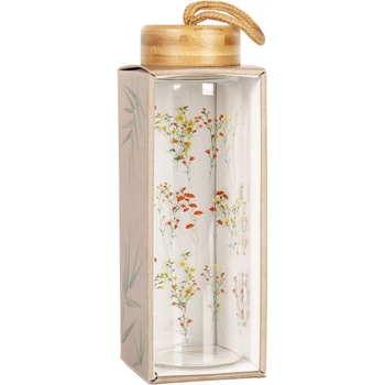 Albi Skleněná láhev s bambusovým víčkem Květinky 500 ml