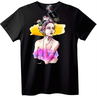 NOONEBRAND Тениска с акварелна жена и цветя - 2XL, White