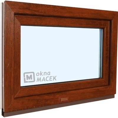 KNIPPING Plastové okno - 70 AD, 600x500 mm, S, ořech Sklo: čiré, Barva, imitace: ořech/bílá (jednostranně)