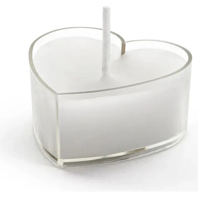 PartyDeco Чаена свещ - Бяло сърце 4 см