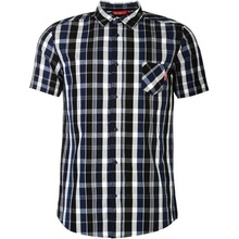 Kickers short sleeve checked shirt mens navy check