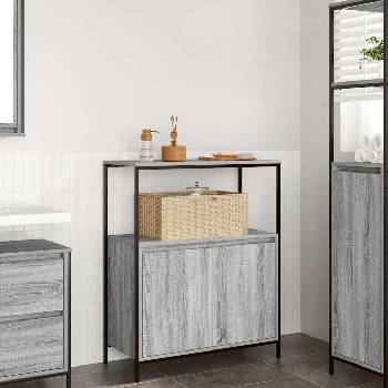 vidaXL Шкаф за баня с рафтове сив сонома 76, 5x35x95 cm (861920)