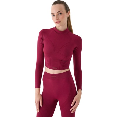 4F Dámske tréningové tričko s dlhým rukávom LONGSLEEVE FNK F483 RAW24TFLOF483 60S BURGUNDY Červená