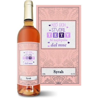 Sablio Keď Boh stvoril tety Syrah ružové suché víno 12 % 0,75 l (čistá fľaša)