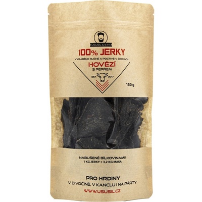 Usušil & syn 100% Jerky Hovězí s pepřem 150 g