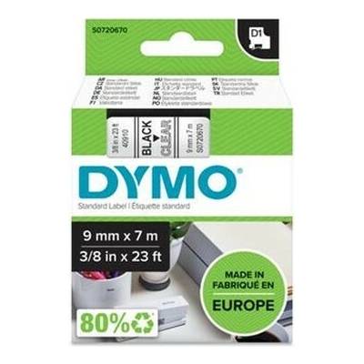 Páska do štítkovača, 9 mm x 7 m, DYMO "D1", číra-čierna