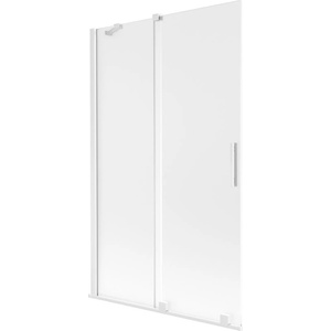Mexen Velar вана душ параван с 2 сгъваеми разтегаеми крила 110 x 150 cm, матирано стъкло, бяло - 896-110-000-31-20 (896-110-000-31-20)