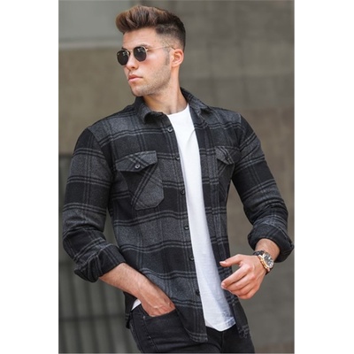 Madmext Мъжка риза 5508 - Сиво-Черна #308097 (308097_Сив)