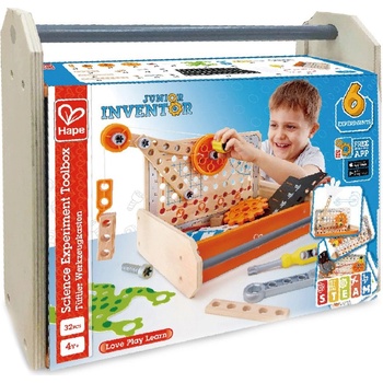 Hape Игрален комплект Hape - Експерименти в науката, Дървена кутия, 32 части (H3029)