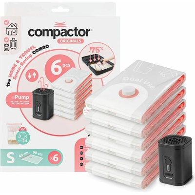 Compactor cestovní set s elektrickou vakuovací pumpou + 6 ks vakuových pytlů Vac&Roll S (RAN12089) – Sleviste.cz