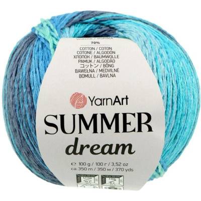 YarnArt Summer Dream 4304 odstíny modré a tyrkysové barvy