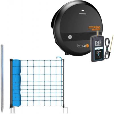 Fencee Sada pro elektrický ohradník s modrou sítí 120 cm proti vlkům + síťový zdroj s vysokým napětím
