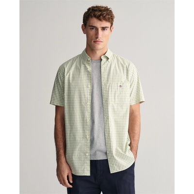Gant Риза с къс ръкав Gant Regular Fit Classic Gingham Poplin Short Sleeve Shirt - Milky Matcha