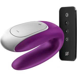 Satisfyer Double Fun - вибратор за двойки с управление чрез приложение (лилав)