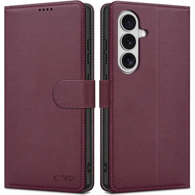 Tech-Protect Кожен Калъф с Джобове за Samsung S26, Tech-Protect Wallet Book Case, Бордо (5906302390366)