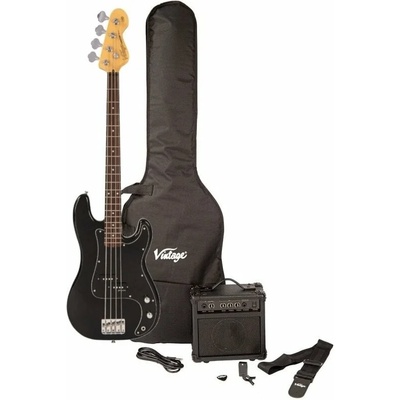 Vintage V40 Coaster Pack Gloss Black Електрическа бас китара