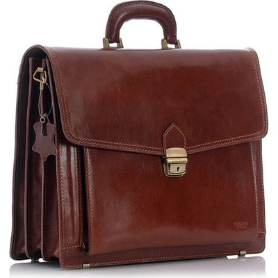 Mazzini Business Pánská kožená aktovka ručně šitá RENO hnědá – Zboží Dáma